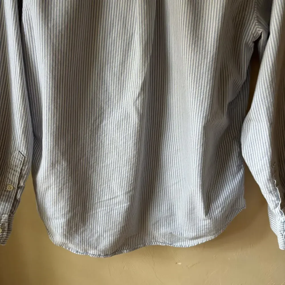 Ralph Lauren Boys Shirt Size 18 XL Blue White Striped Button Down Cotton Pony